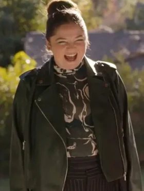 Hacks Season 03 Megan Stalter Black Biker Jacket On Sale