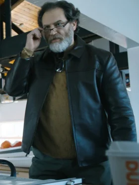 Michael Stuhlbarg The Instigators 2024 Black Leather Jacket On Sale
