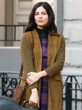 Monica Barbaro Movie A Complete Unknown Joan Baez Brown Coat