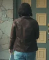 Rebecca Godfrey Under The Bridge 2024 Brown Leather Jacket On Sale