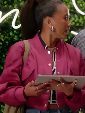 All American Homecoming S03 Netta Walker Pink Bomber Jacket