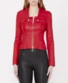Buy Lily Collins Emily in Paris S04 Red Leather Jacket