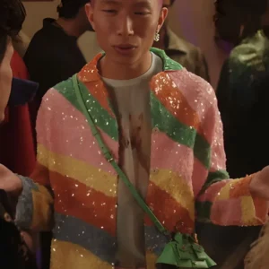 Emily In Paris S04 Jin Xuan Mao Rainbow Sequin Jacket