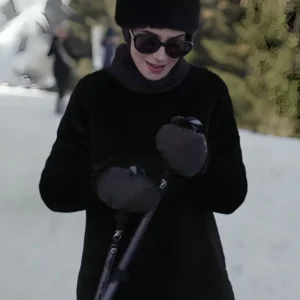 Emily In Paris S04 Lily Collins Black Fur Turtleneck On Sale