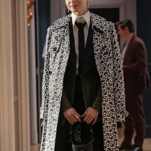 Emily In Paris S04 Lily Collins Geometric Cotton Coat