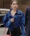 Emily in Paris S04 Lily Collins Blue Denim Cropped Jacket On Sale