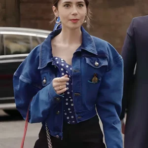 Emily in Paris S04 Lily Collins Blue Denim Cropped Jacket On Sale