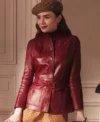 Emily in Paris S04 Lily Collins Red Leather Jacket