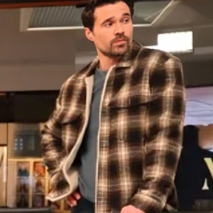 Found S02 Brett Dalton Brown Shearling Checked Jacket On Sale