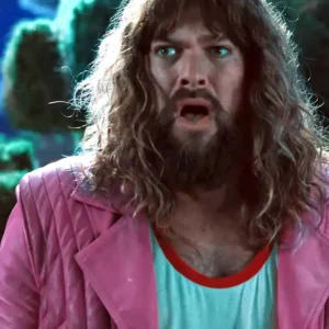 Jason Momoa A Minecraft 2025 Pink Quilted Fringe Jacket On Sale