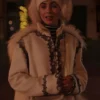 Lily Collins Emily In Paris S04 White Fur Embroidered Coat On Sale