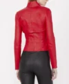 Lily Collins Emily in Paris S04 Red Leather Jacket On Sale