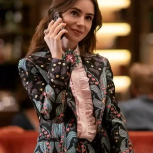 Lily Collins Emily in Paris Season 04 Printed Blazer