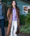 Murder in a Small 2024 Kristin Kreuk Leather Trench Coat On Sale