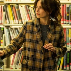 Murder in a Small 2024 Kristin Kreuk Plaid Coat On Sale