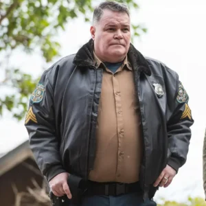 Murder in a Small Town 2024 Aaron Douglas Police Bomber Jacket