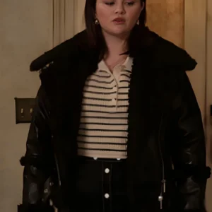 Only Murders in the Building S04 Mabel Faux Sherpa Black Jacket On Sale