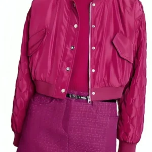 Shop All American Homecoming S03 Netta Walker Pink Bomber Jacket
