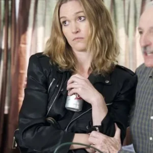 Shop Chosen Family 2024 Julia Stiles Black Biker Jacket