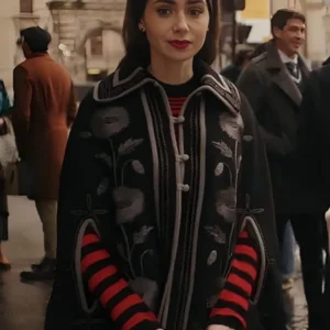 Shop Emily In Paris Season 04 Lily Collins Floral Cape Coat