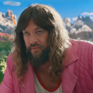 Shop Jason Momoa A Minecraft 2025 Pink Quilted Fringe Jacket