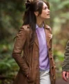 Shop Murder in a Small 2024 Kristin Kreuk Leather Trench Coat