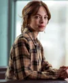 Shop Murder in a Small 2024 Kristin Kreuk Plaid Coat