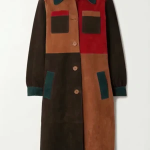 Shop Only Murders in the Building S04 Mabel Patchwork Suede Coat