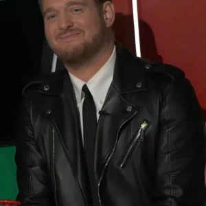 Shop The Voice S26 Michael Buble Black Leather Jacket