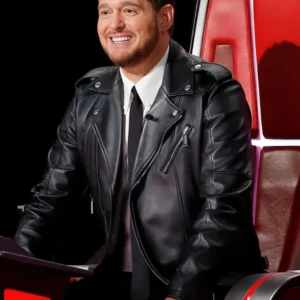 The Voice S26 Michael Buble Black Leather Jacket