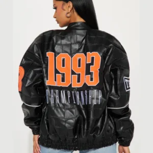 1993 champions boxy fit leather varsity jacket back