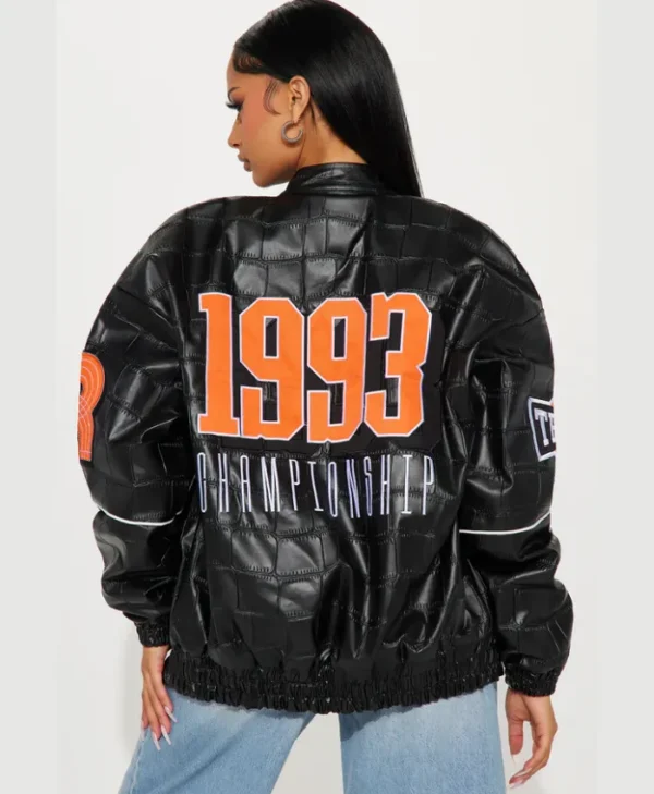 1993 champions boxy fit leather varsity jacket back