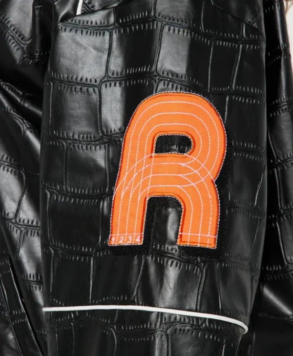 1993 champions boxy fit leather varsity jacket logo