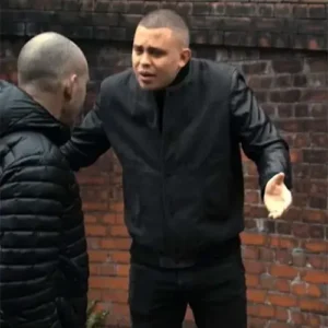 Aaron Heffernan Ash Brassic S05 Black Varsity Jacket Full View