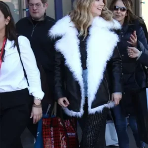 Anya Taylor Joy Black Shearling Leather Jacket