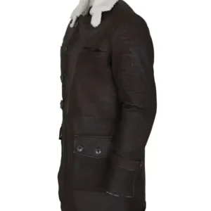Bane Dark Brown Fuax Fur Leather Coat