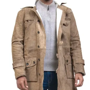 Bane Distressed Brown Cowhide Fur Winter Leather Coat