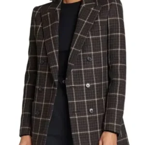 Bex Ted Lasso S03 Black Plaid Blazer Front