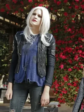 Brit Morgan Supergirl Leslie Willis Black Leather Jacket
