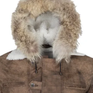 Buy Real Fox Fur Detachable Hood Bane Leather Coat Sale 
