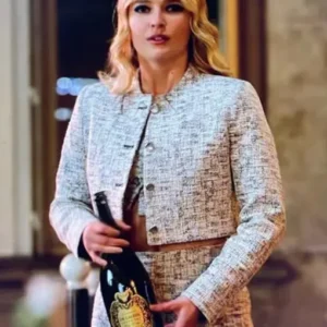 Camille Emily In Paris S03 Grey Cropped Tweed Jacket