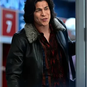 Dani Rojas Ted Lasso S02 Shearling Fur Collar Leather Jacket Front