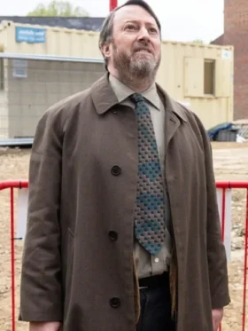 David Mitchell Ludwig S01 Long Brown Coat Front
