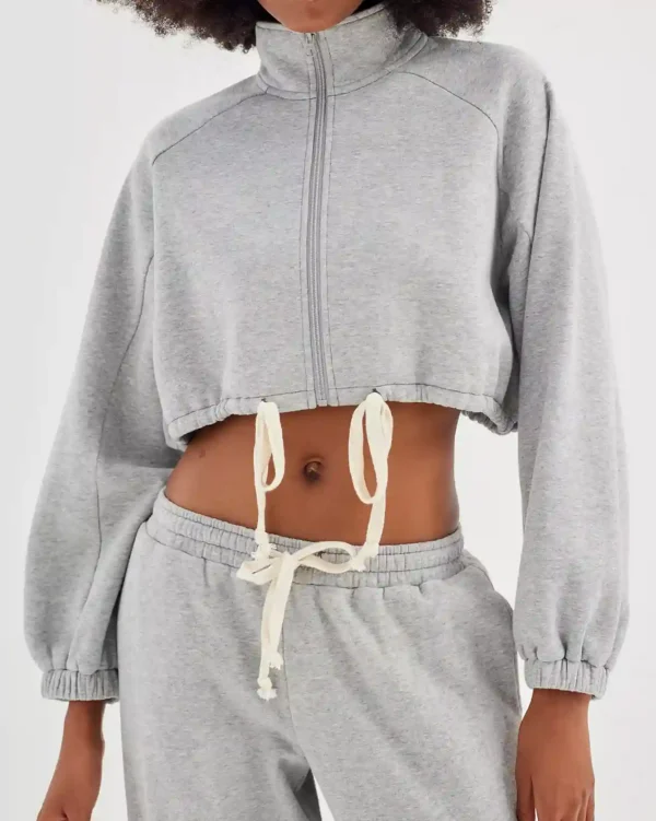 Devon Lee Cobra Kai S06 Grey Cropped Jacket On Sale