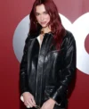 Dua Lipa Black Leather Jacket Front