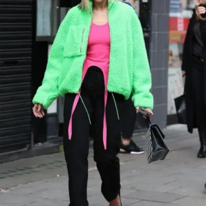 Dua Lipa Green Polo Fleece Jacket 