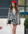 Emily Cooper Emily In Paris Cotton Checked Blazer