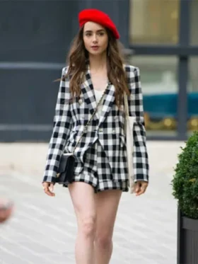 Emily Cooper Emily In Paris Cotton Checked Blazer