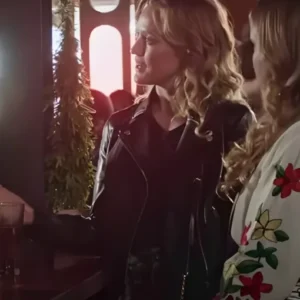 Flo Collins Ted Lasso S02 Black Biker Leather Jacket Side View