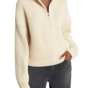 Fool Me Once Michelle Keegan White Half Zip Jacket Full View